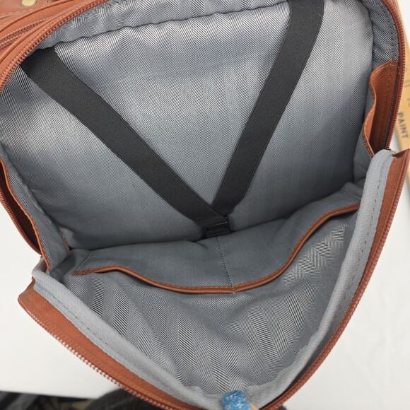 Da Milano Italia Leather Backpack 14x11x5 Tan Cognac Laptop Luggage Sleeve NWT main image 13